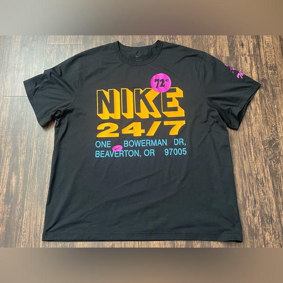 Nike Hyverse Dri-FIT UV T-Shirt Mens Size 2XL Black Grapic Logo Short Sleeve Tee - Picture 1 of 7